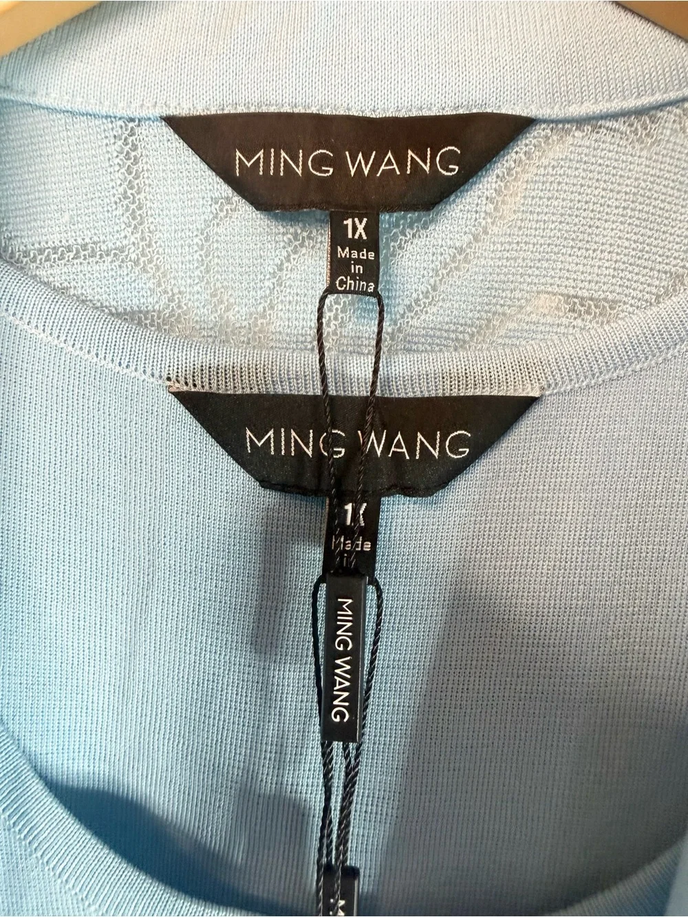 Ming Wang Light Blue Open Front Knit Longline Cardigan and Tank